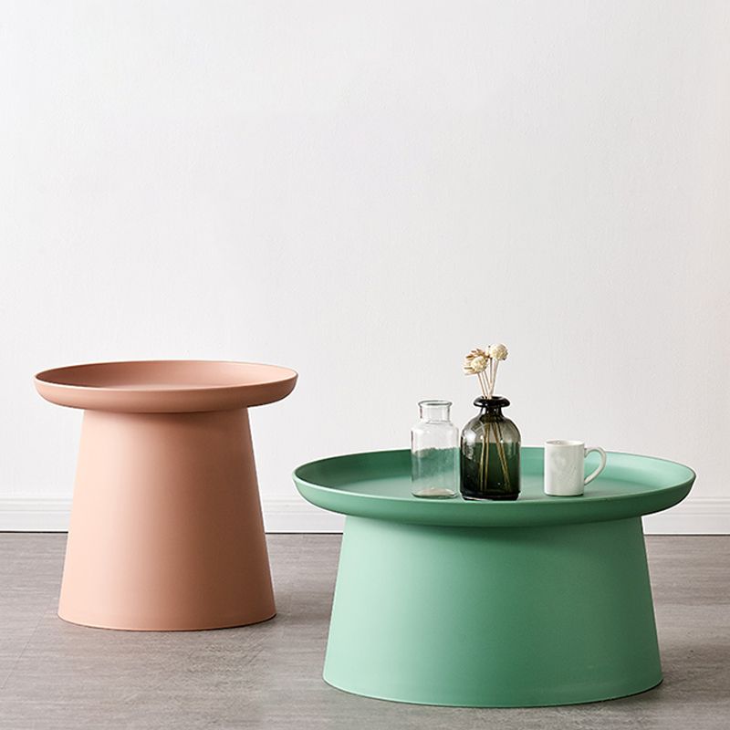 Round Pedestal 1 Coffee Table in Macaroon, Modern Plastic Table