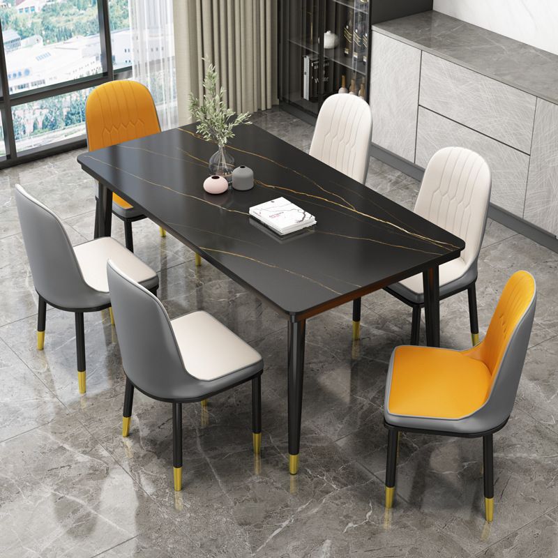 Simple Sintered Stone Top Dining Table Rectangle Shape Standard Dining Table for Kitchen