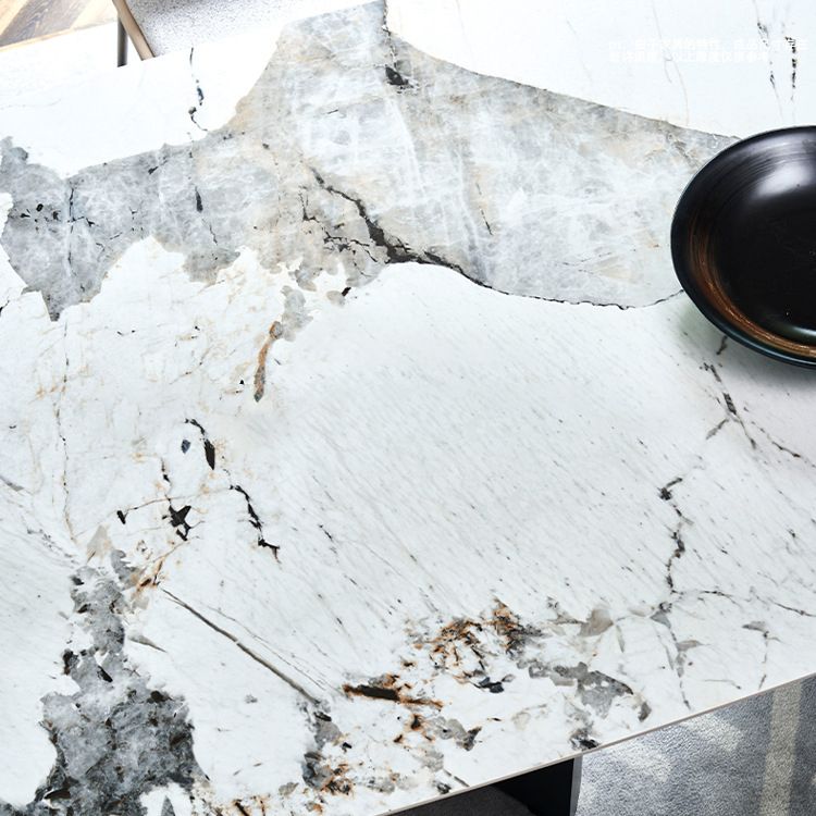 Modern Dining Sintered Stone Table Rectangle Table with Metal Legs for Home