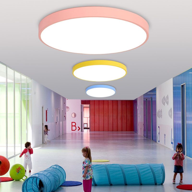 1-Light Round Flush Ceiling Light Fixture Modern Style Metal Led Flush Mount