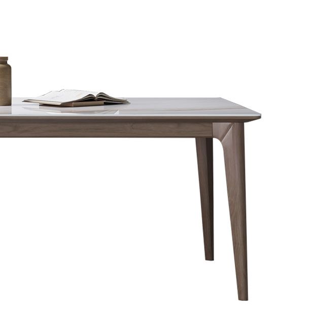 Medieval Modern Sintered Stone Dining Table Rectangle Table with Wooden 4 Legs