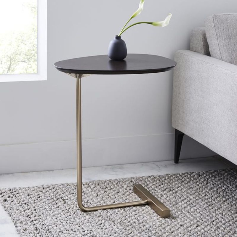 Nordic C Side Table Round Minimalist Solid Wood End Table for Living Room