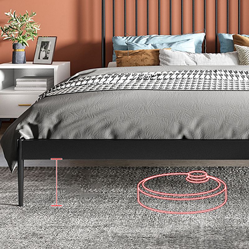 Contemporary Metal and Wood Slat Bed with Rectangular Headboard