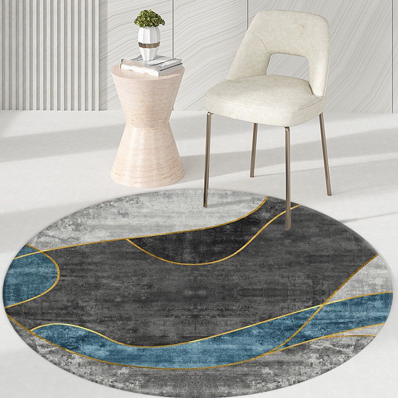 Light Gray Casual Area Rug Polyester Graphic Rug Non-Slip Backing Rug for Living Room