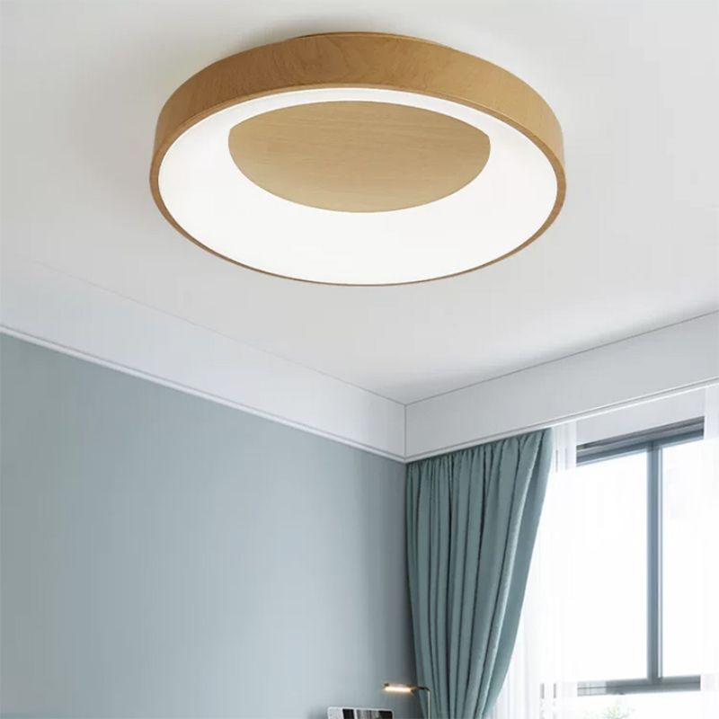 Metal Round Shape Flush Mount Light Modern 1 Light Flush Mount Lighting Fixtures in Brown