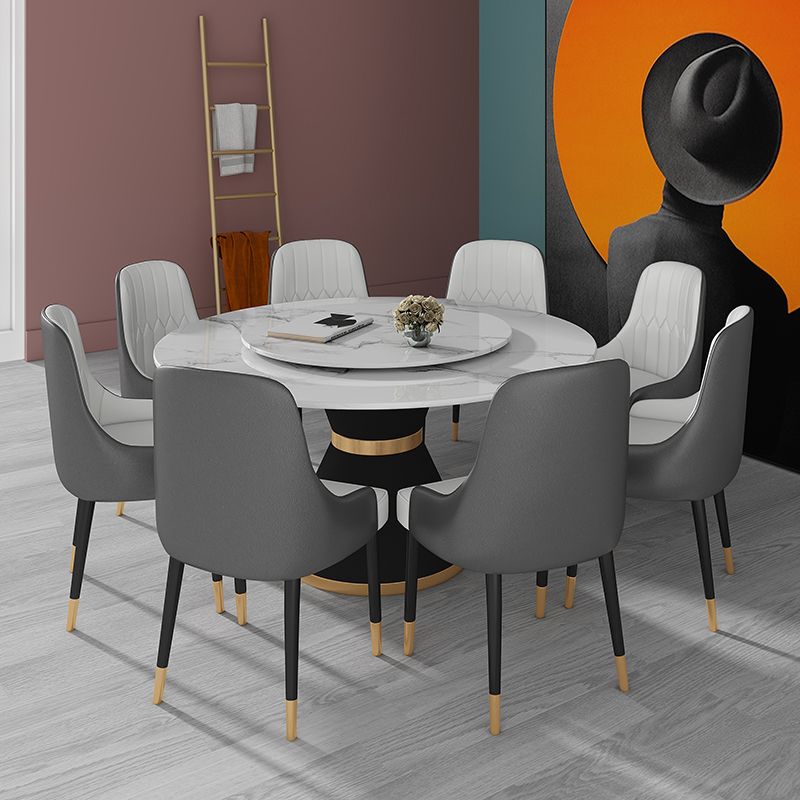 Black and White Dining Table Traditional Luxury Stone and Metal Dining Room Collection