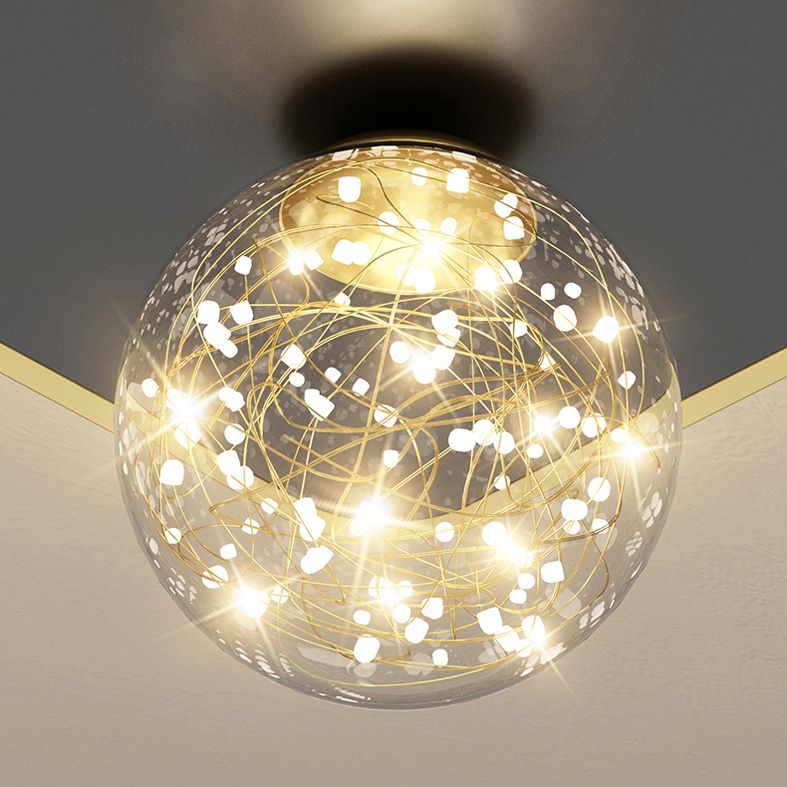 Moderne Kugel-Deckenleuchte im minimalistischen Stil, Glas, 2 Lichter, Unterputz-Deckenleuchte