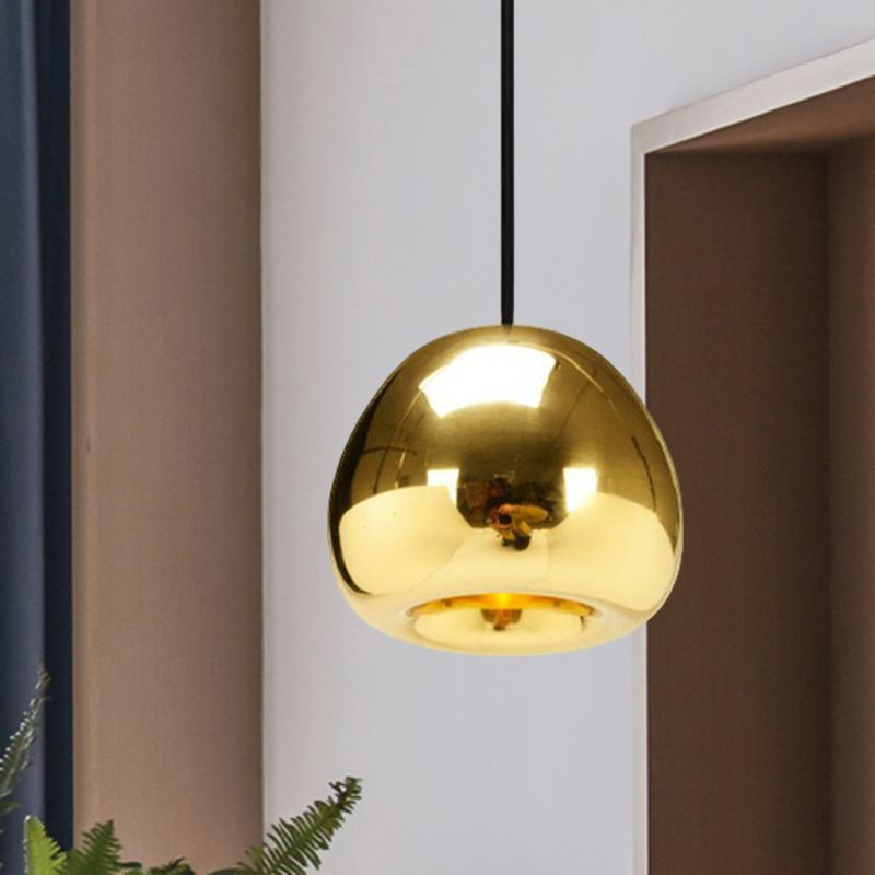 Apple Shaped Pendant Light Nordic Glass 1 Light Sliver/Gold/Rose Gold Hanging Light