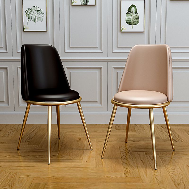 Upholstered Lounge Chair Armless Vanity Chair with Gold Tone Legs