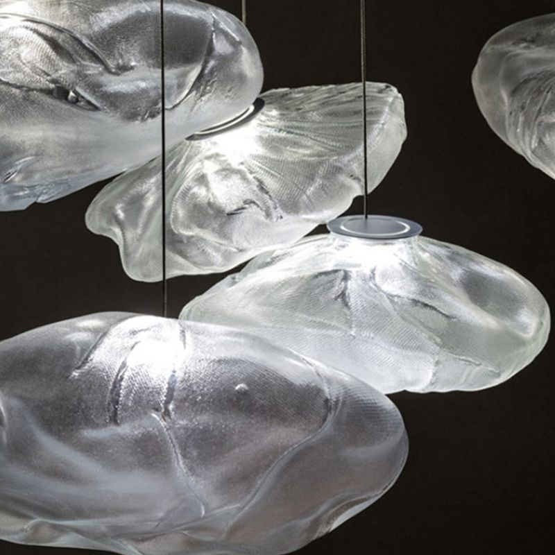 1 Light Bun Hanging Lights Post-Modern Lattice Glass Ceiling Fixture for Restaurant