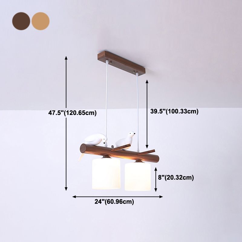 Luces colgantes contemporáneos luces de la isla de cilindro vidrio blanco para la isla de cocina