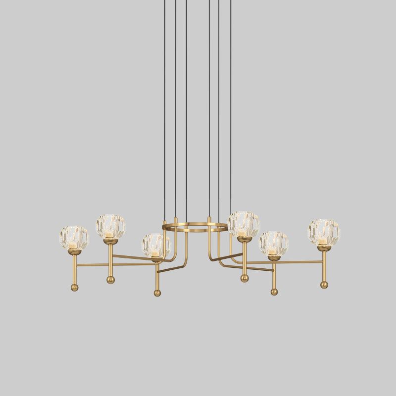 Crystal en laiton multi-plafond diamant 6/8-Bulb 27 "/ 31" de largeur moderniste à LED de la lampe