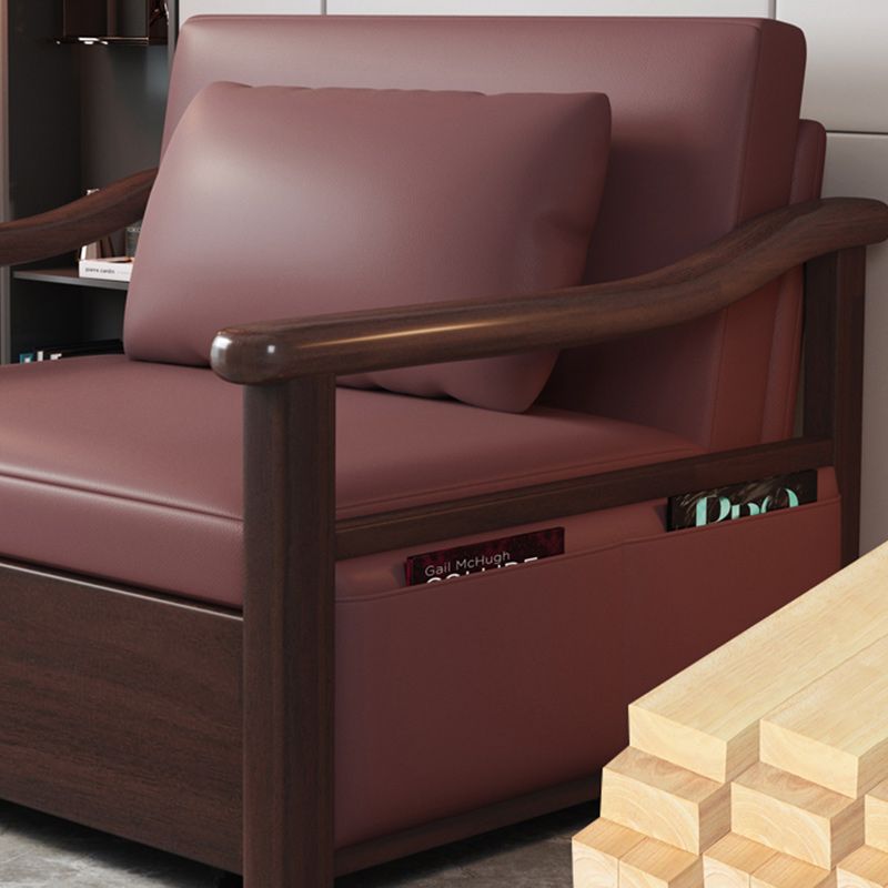 Rubberwood Sleeper Sofa with Box Faux Leather Sloped Arm Sofa Bed