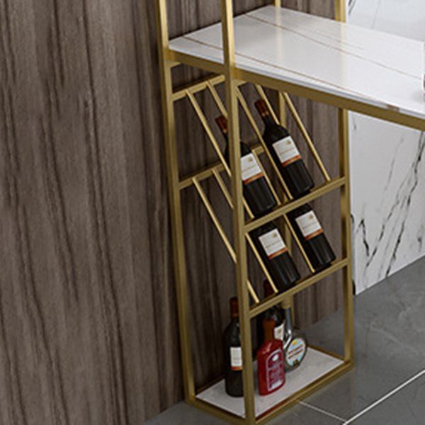 Glam Style Bar Table Stone Double Pedestal Bistro Bar Desk for Indoor