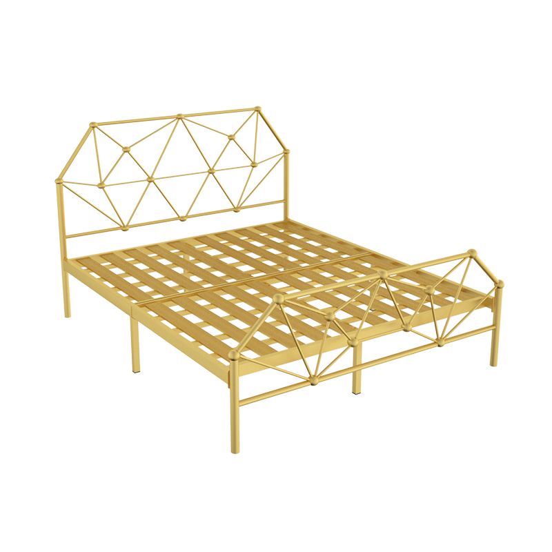 Glam Metallic Standard Bed, Open-Frame Headboard Bed Frame with Footboard