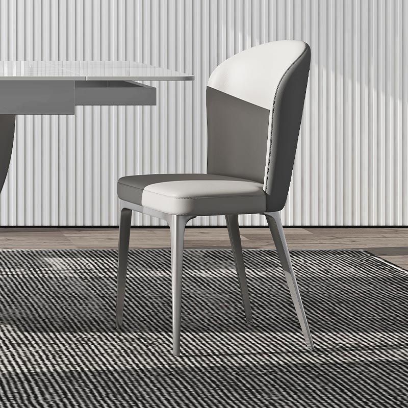 Contemporary Metal Dining Chair Parsons Furniture in Matte Finish for Home