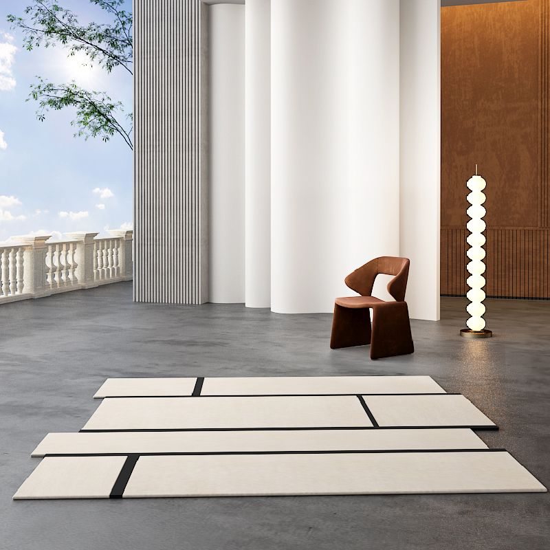 Stylish Modern Area Rug White Polyester Area Carpet Easy Care Washable Rug for Home Decor