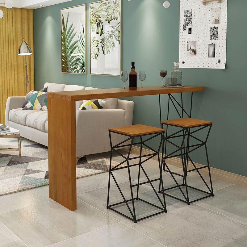 Industrial Rectangle Bistro Bar Desk Pine Solid Wood Bar Dining Table for Indoor