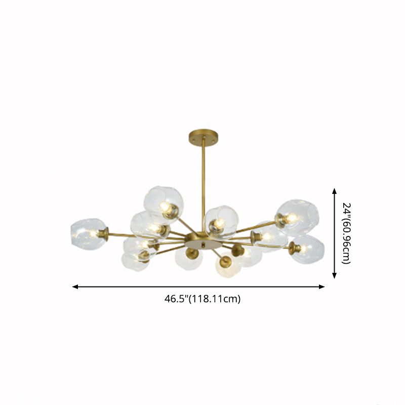 Modern Creative Indoor Pendant Light Wrought Iron Sputnik Hanging Lamp with Glass Shade