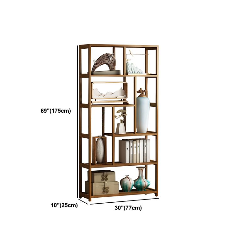 Modern Bamboo Etagere Shelf Bookcase Open Back Vertical Bookshelf for Study Room