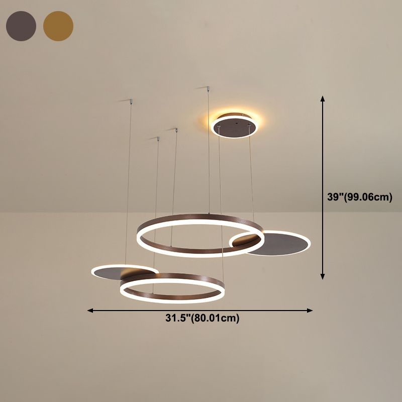 Simplicity LED Chandelier Pendant Circular Metal Suspension Light for Living Room