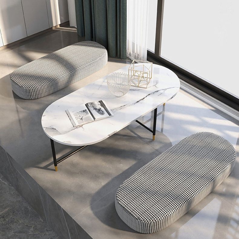 Round Marble Top Coffee Table Glam 4 Legs Coffee Cocktail Table