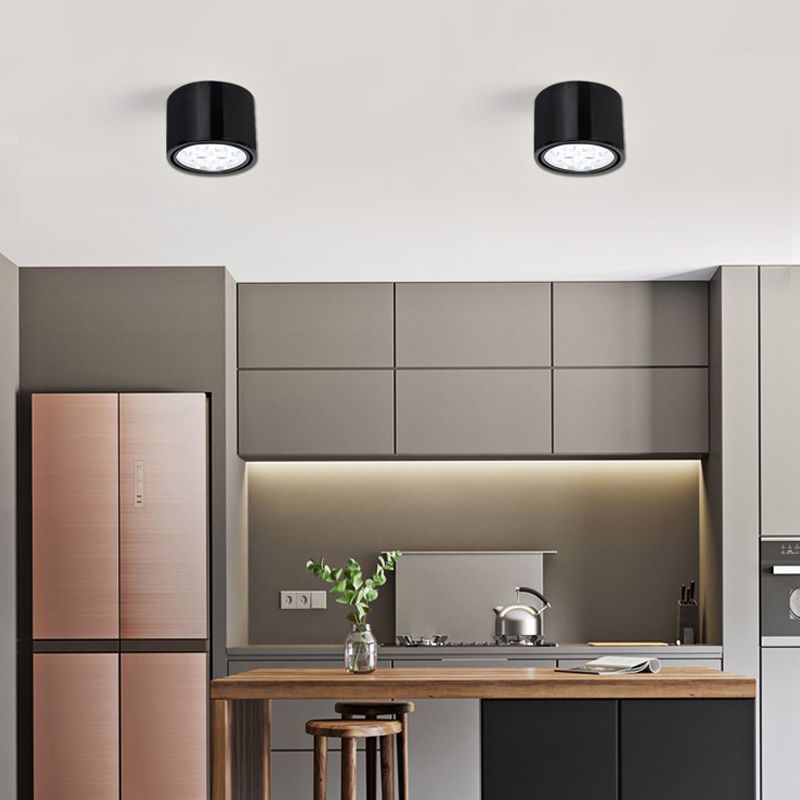 Modern Simple LED Ceiling Lamp Aluminium Cylindrical Flush Mount for Dining Room