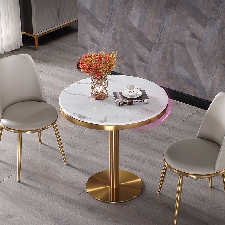 Metal Traditional Luxury Round Dining Table Marble Indoor Table with Pedestal Base