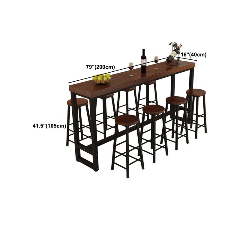 Iron Solid Wood Rectangular Table Industrial Style Home Bar Table