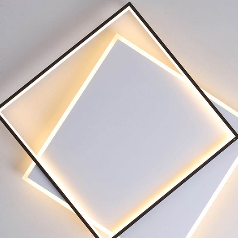 Plafonnier LED noir et blanc de style moderne et concis, plafonnier carré en fer avec abat-jour en acrylique