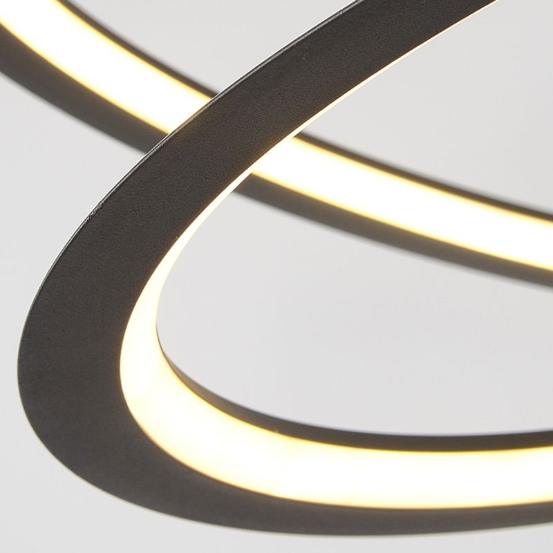 Twisting Pendant Lighting Fixture Modern Metal Single Light Chandelier Lamp in Black