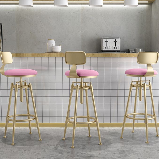 Glam Liftable Rotatable Counter Stool Iron Cafe Bar Stool with Cushion and Pedal