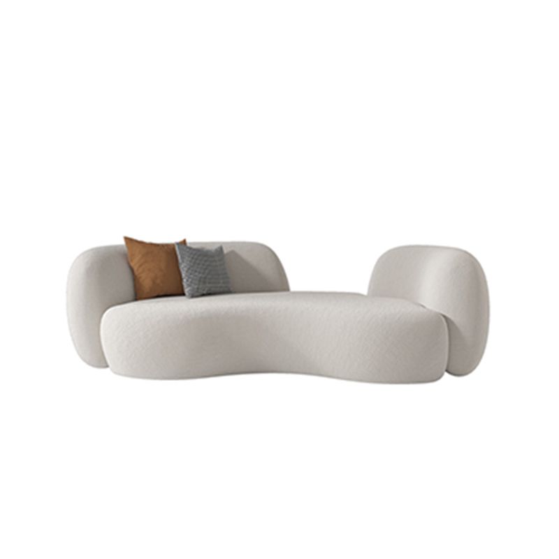 Wool Contemporary Recessed Arm Sofa Curved Sofa for Living Room, Apartment
