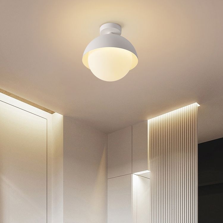 Metal Flush Mount in Black / White Ceiling Flush with Glass Ball Shade