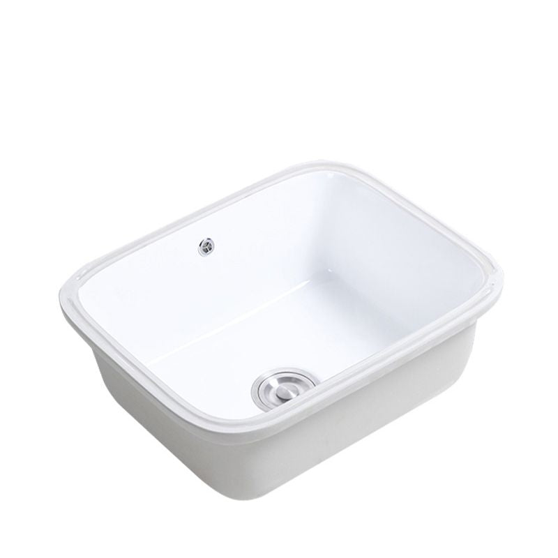 Modern Bathroom Sink Porcelain with Overflow and Drain Assembly Undermount Vanity Sink