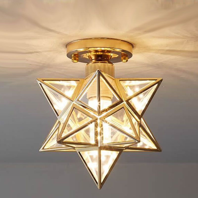 Star Semi-Flush Plafond Licht Traditioneel Plastic Plafond Mount Kroonluchter voor Slaapkamer
