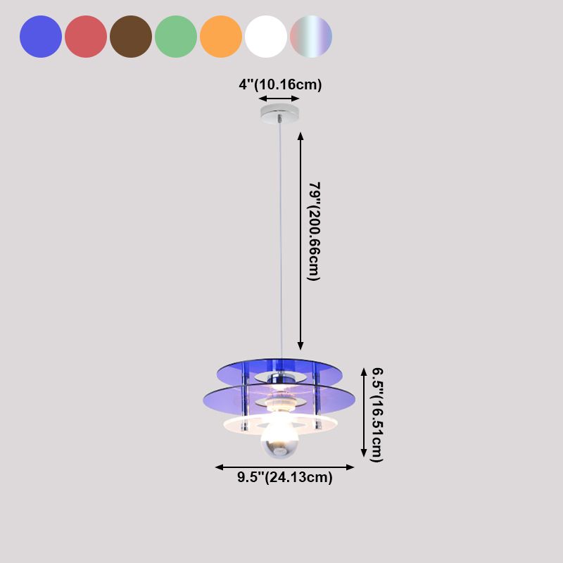 Nordic Style Macaron Pendant Light 1 Light Metal Acrylic Hanging Light for Bedside