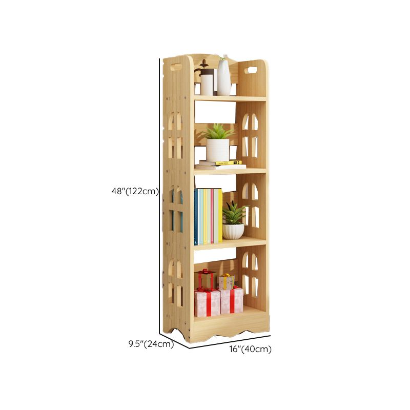 Modern Vertical Wooden Shelf Bookcase Shelves Included Natural Bookshelf for Home