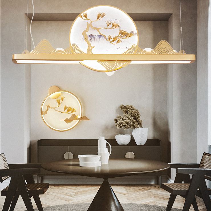 Lineair eilandhanger leidde Chinees modern plafond hanglampje voor eetkamer