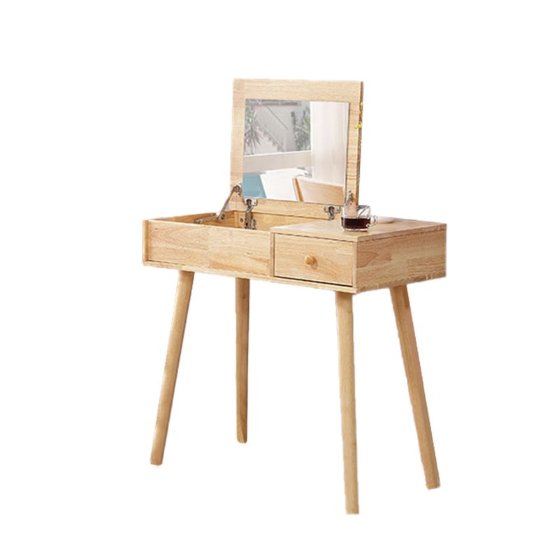 Brown Vanity Set with Mirror 15.74" Wide Wood Vanity Tables with Drawers