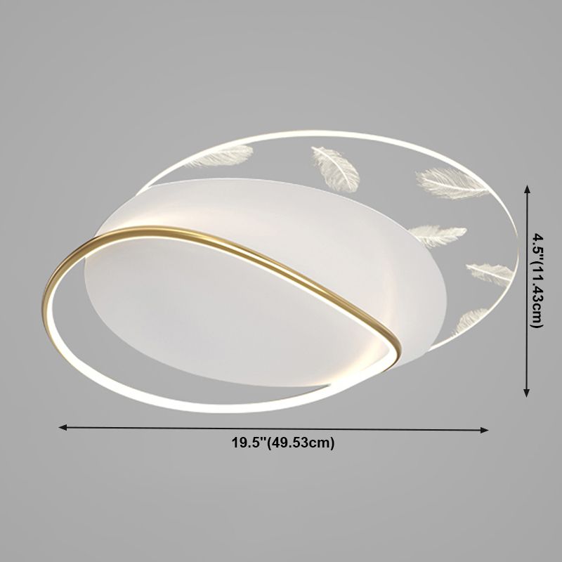 Acrylic Feather LED Flush Mount in Modern Artistic Style Aluminium Geometric Ceiling Fixture