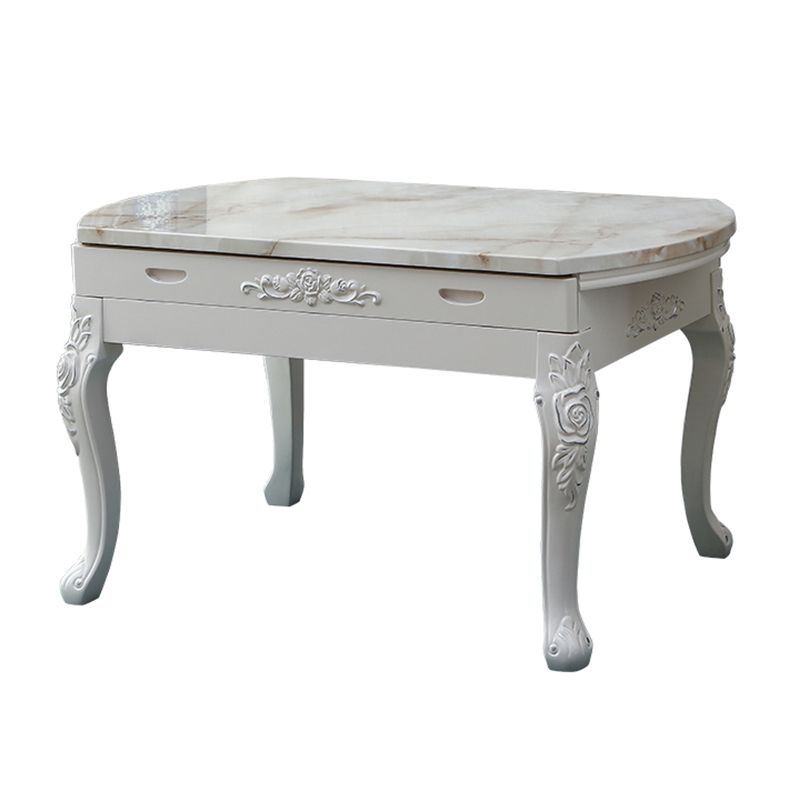Glam Kitchen Table with Faux Marble Top Solid Wood Legs for Home