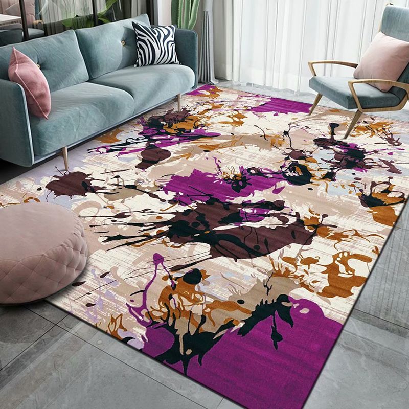 Gold Abstract Line Rug Polyester Simple Indoor Rug Washable Rug for Home Decor