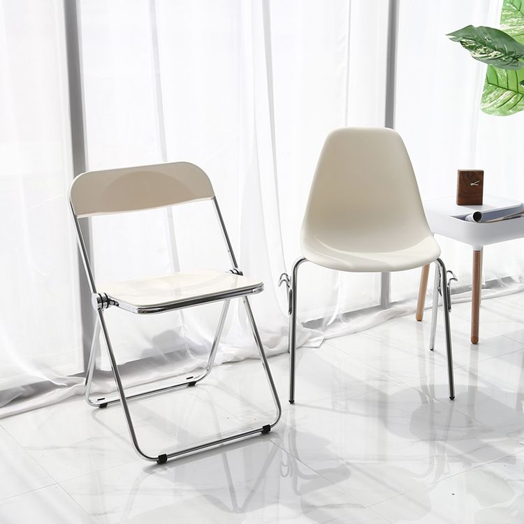 Plástico de estilo industrial que cena la silla lateral de cena de la parte posterior abierta de la silla sin brazos sola