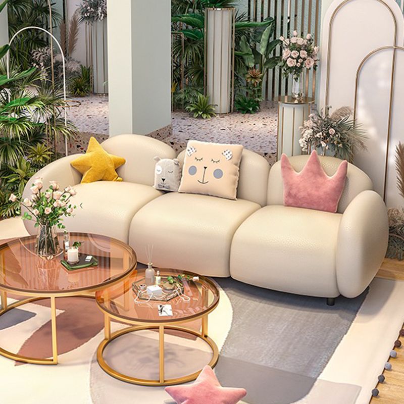 33.46" W x 27.55" H Faux Leather Square Arm Sofa Contemporary Standard Sofa