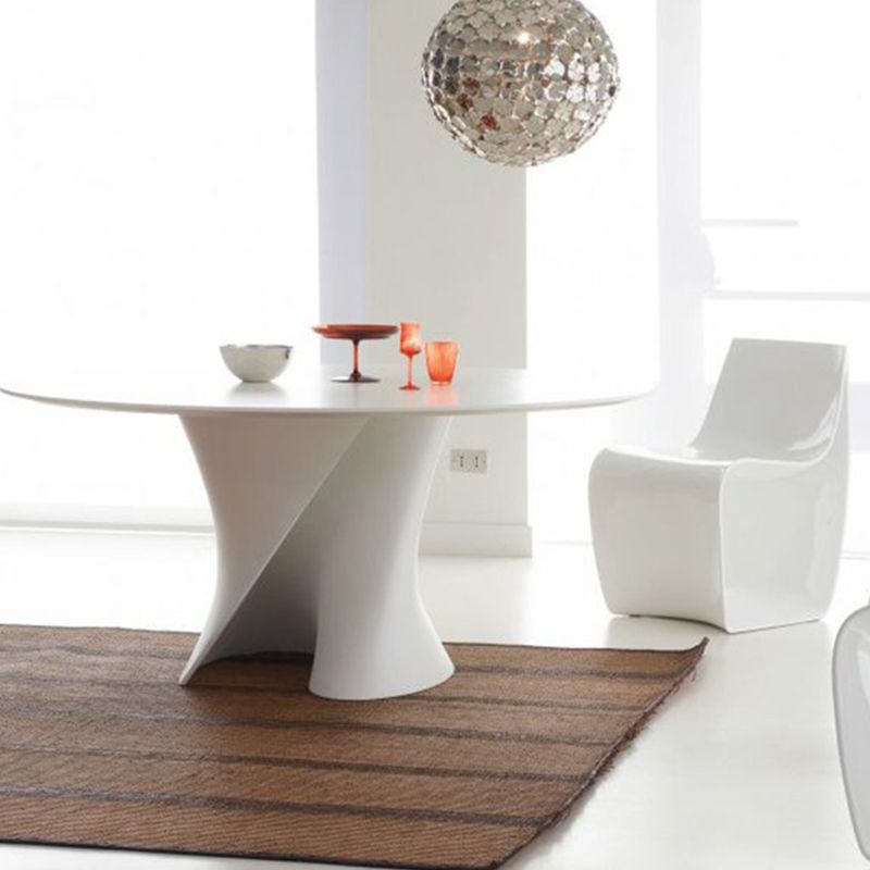 Modern Style Round Wood/Slate Table with Abstract Base Coffee Table