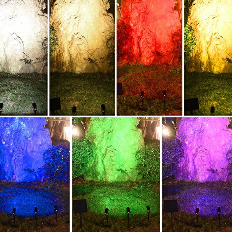 Cylindrical Aluminum Solar Spotlight Contemporary Black LED Stake Light for Garden