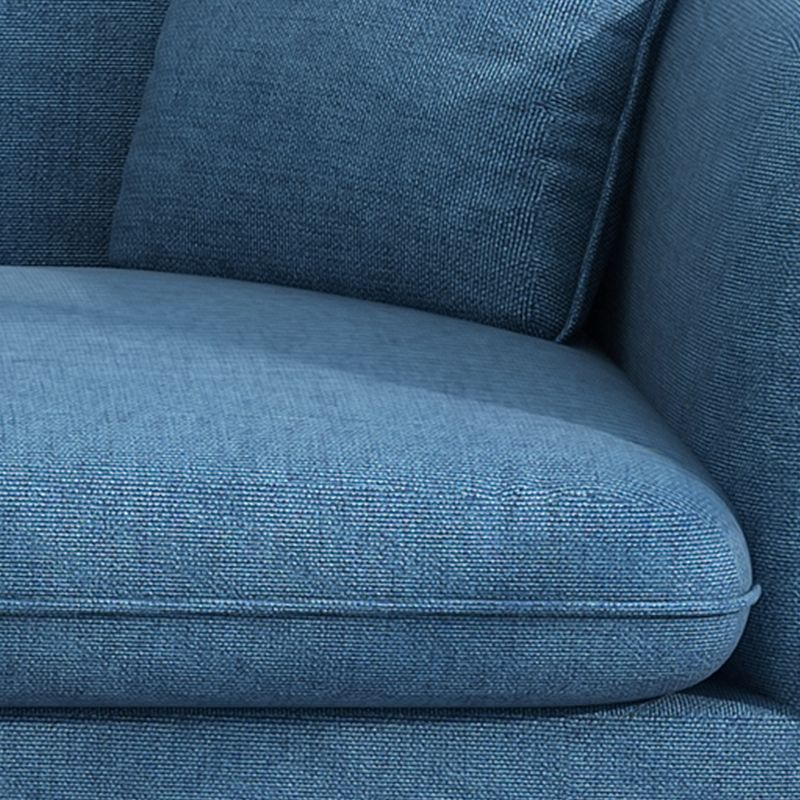 Modern Linen Tuxedo Arm Standard Sofa with Bolster Pillows for Living Room