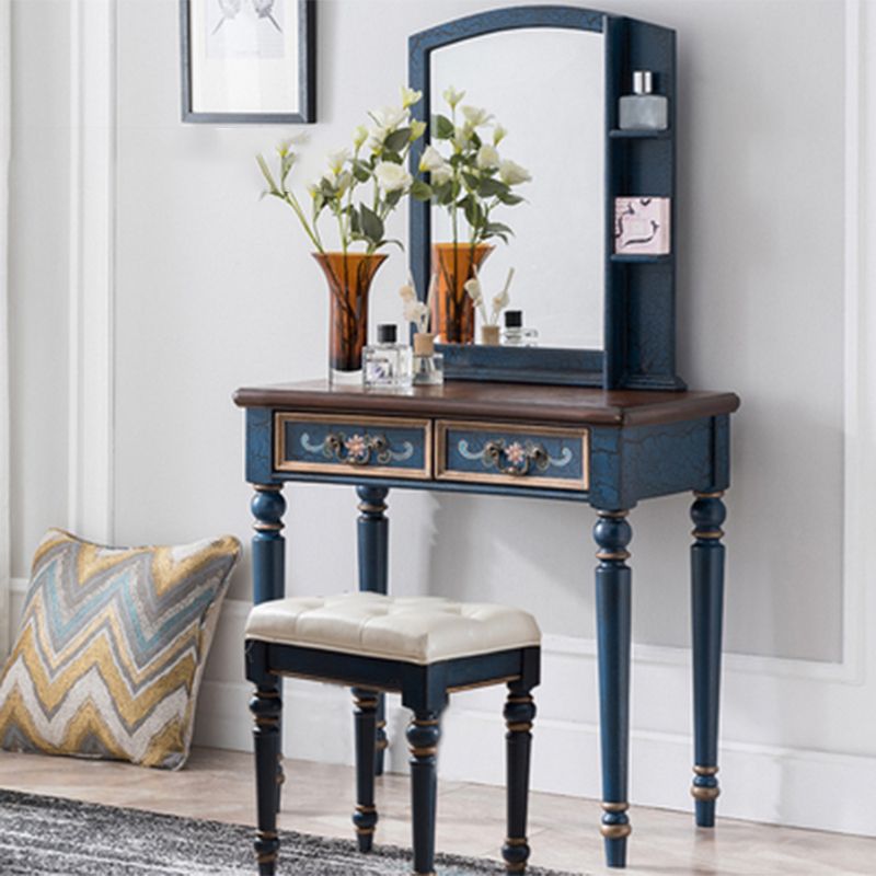 Victorian Makeup Vanity Table with Drawers and Stool for Bedroom