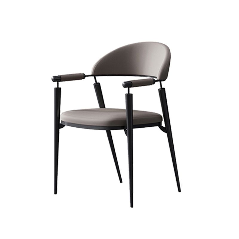 Glam Upholstered Arm Chair Dining Room Metal Dining Arm Chair